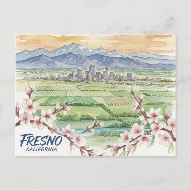 Fresno California Central Valley Postcard (Front)