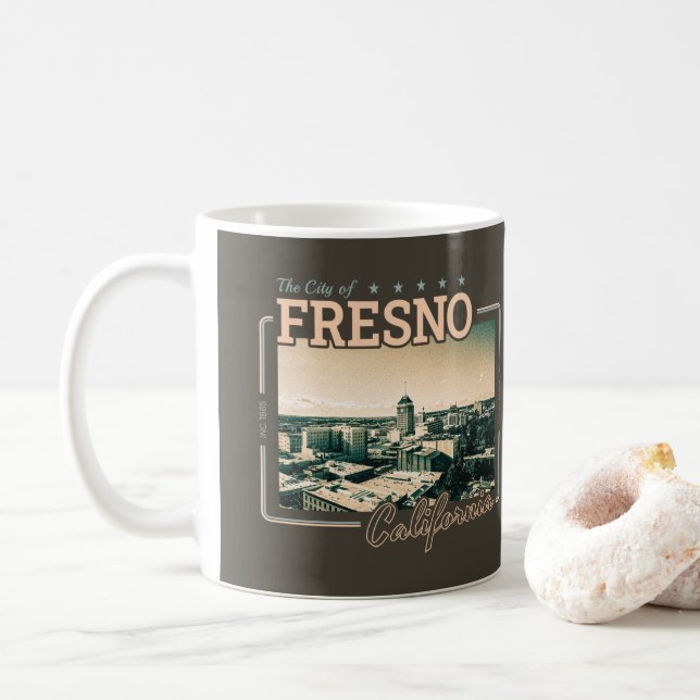 FRESNO CALIFORNIA - CITY OF FRESNO CA COFFEE MUG (With Donut)