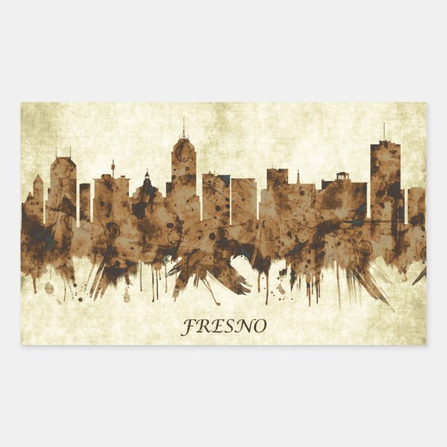 Fresno California Cityscape Rectangular Sticker (Front)