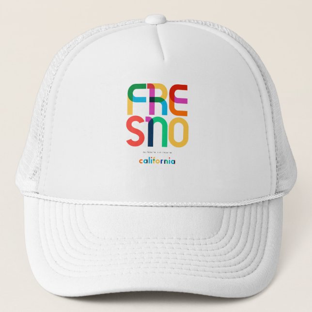 Fresno California Mid Century, Pop Art, Trucker Hat (Front)