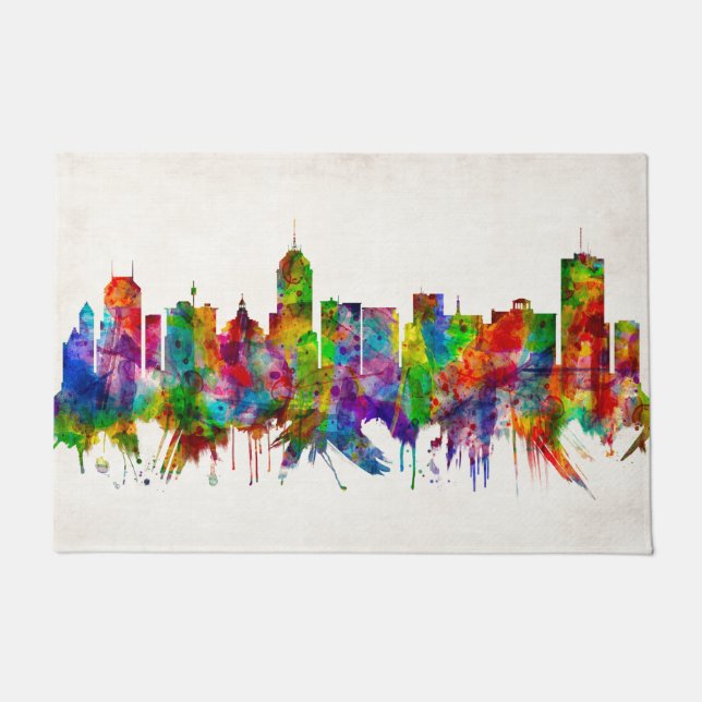 Fresno California Skyline Doormat (Front)