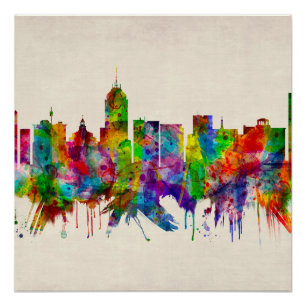 Fresno California Skyline Poster