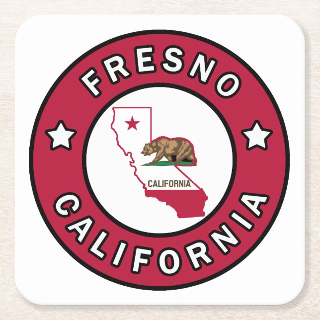 Fresno California Square Paper Coaster (Front)