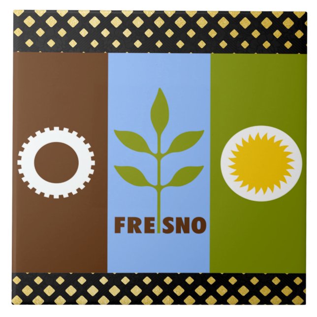Fresno city flag ceramic tile (Front)