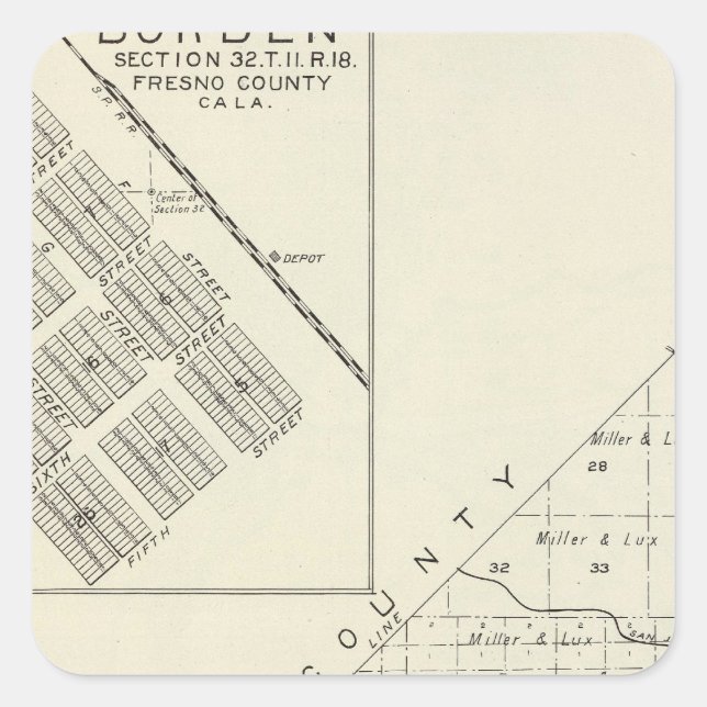 Fresno County, California 16 Square Sticker (Front)