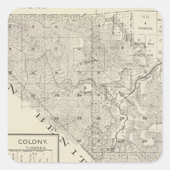 Fresno County, California 3 Square Sticker (Front)