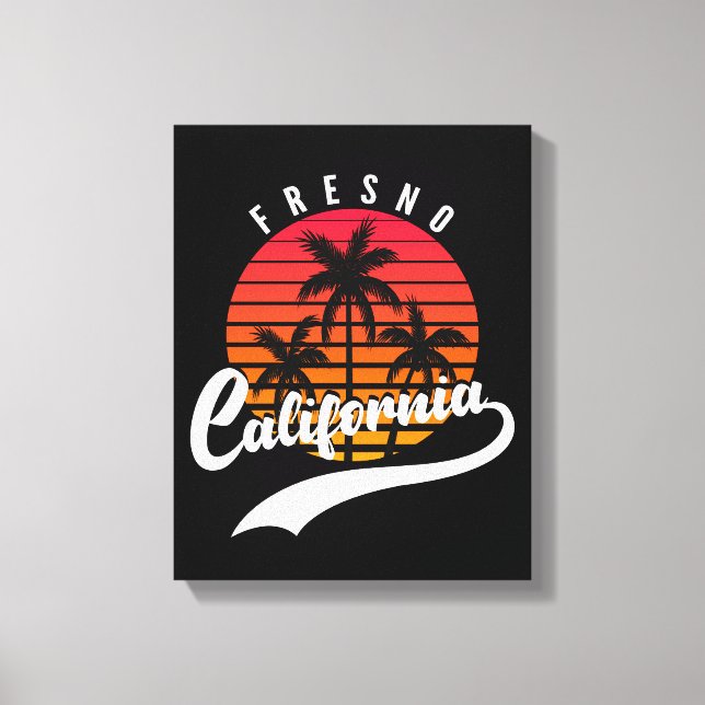 Fresno Retro Sunset Canvas Print (Front)