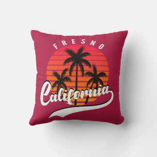 Fresno Retro Sunset Throw Pillow