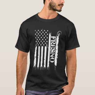 Fresno United States Distressed w US Flag T-Shirt