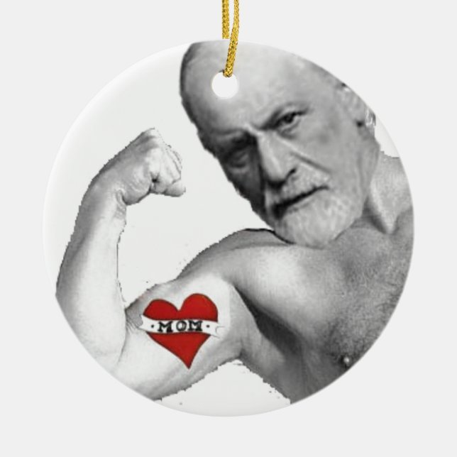 Freud Loves His Mother Ceramic Tree Decoration (Front)