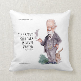 Freud & Quote About Cats Cushion