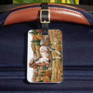 Freya Icelandic Horse in Autumn Forest Luggage Tag