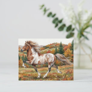 Freya Icelandic Horse in Autumn Forest Postcard