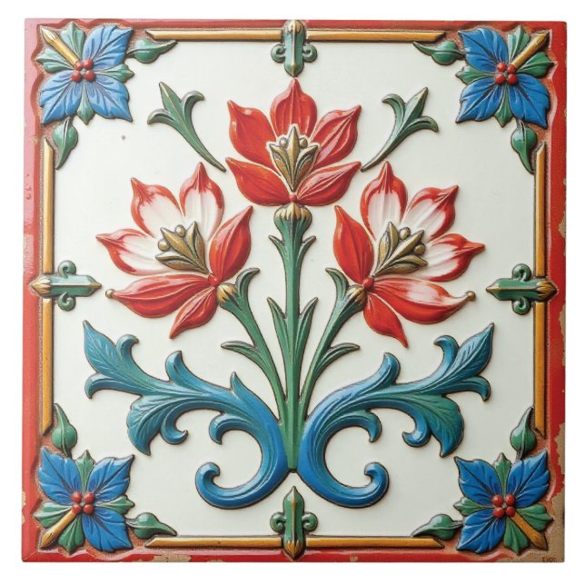 Freya's Bloom Ceramic Tile (Front)