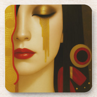 Freya's golden tears with dark hair coaster