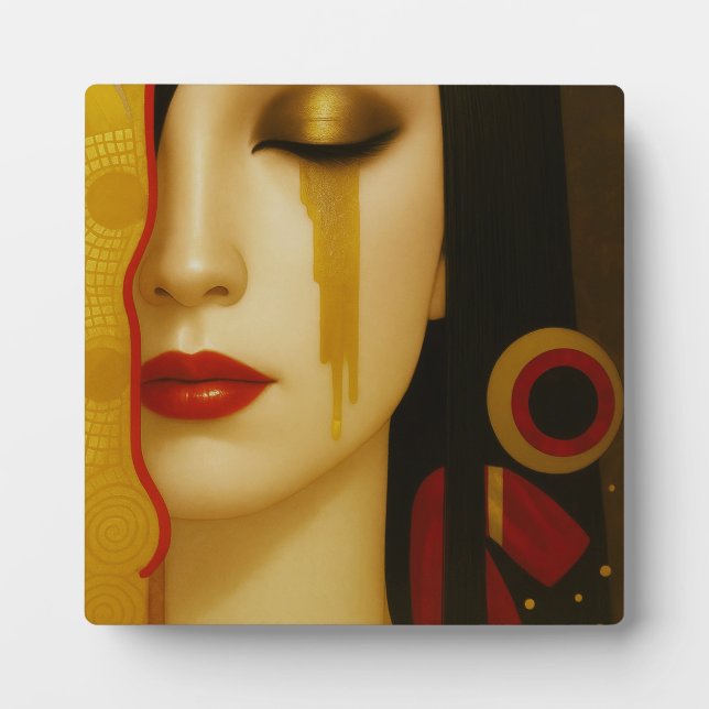 Freya's golden tears with dark hair plaque (Front)