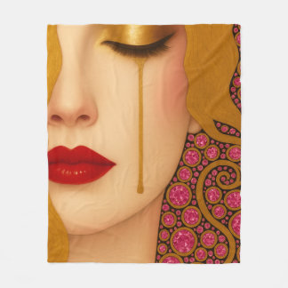 Freya's heartache golden tears in pink motif fleece blanket