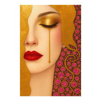 Freya's heartache golden tears in pink motif photo print
