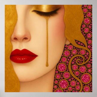 Freya's heartache golden tears in pink motif poster