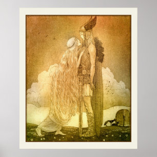 Freyja and Svipdag by John Bauer 1911 Scandinavian Poster