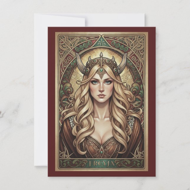 Freyja Norse Goddess Art Flat Thank You Card (Front)
