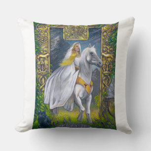 Freyja Rides Through the Arch of Folkvangr Cushion