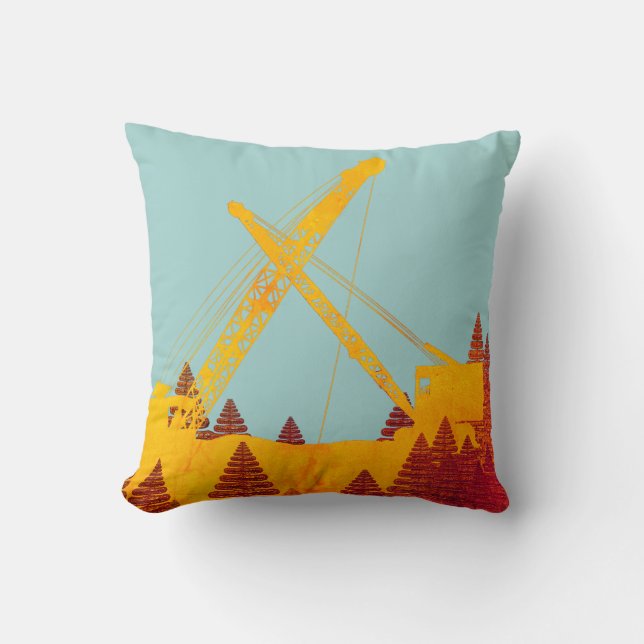 Friction Crane Operator Tank Trac Trees Scene Art Cushion (Front)