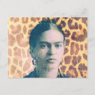 Frida Big Cat Print Background Postcard