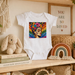 Frida inspired Baby Outfit Floral Art Boho Bodysuit
