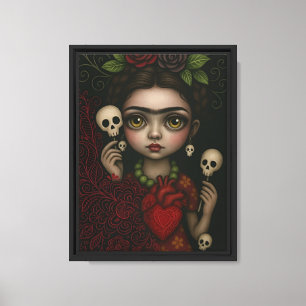 Frida-Inspired Day of the Dead Girl Canvas Print