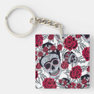Frida Kahlo  and roses  Key Ring