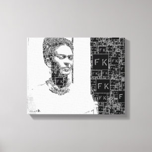Frida Kahlo Black and White Portrait Canvas Print