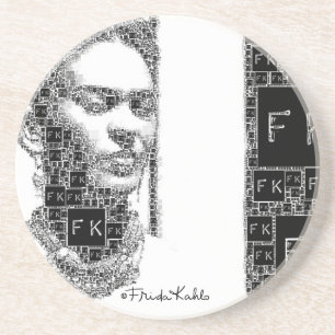 Frida Kahlo Black and White Portrait Coaster