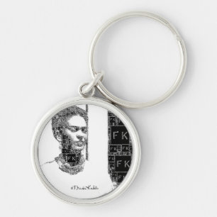 Frida Kahlo Black and White Portrait Key Ring