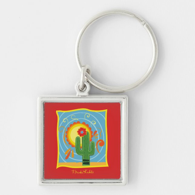 Frida Kahlo Cactus Graphic Key Ring (Front)