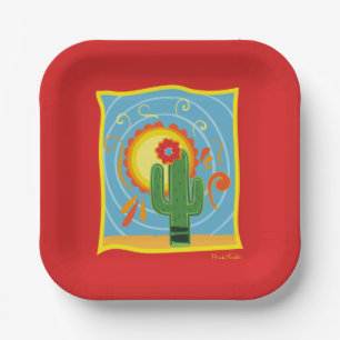 Frida Kahlo Cactus Graphic Paper Plate