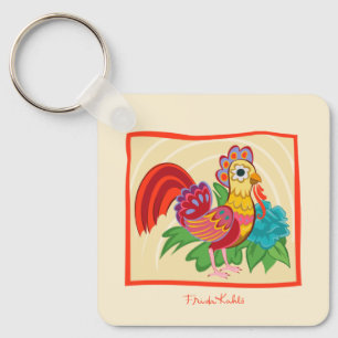 Frida Kahlo Chicken Graphic Key Ring