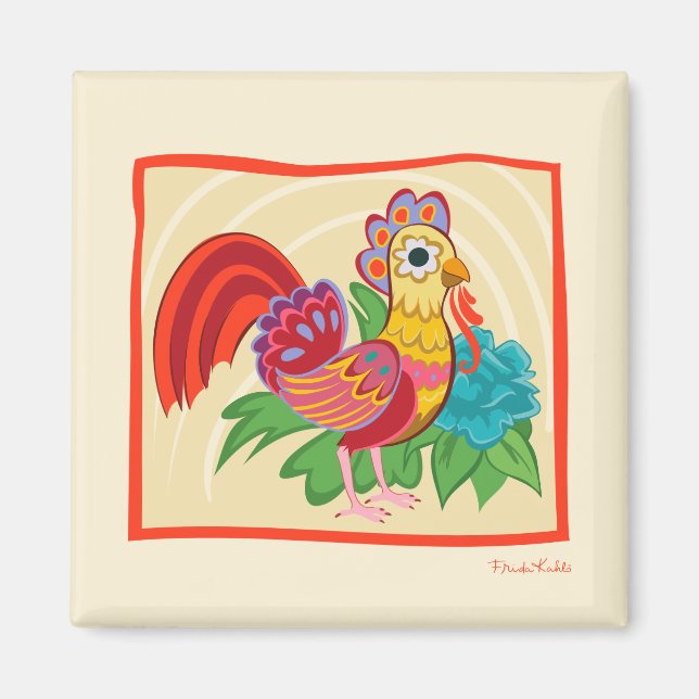 Frida Kahlo Chicken Graphic Magnet (Front)