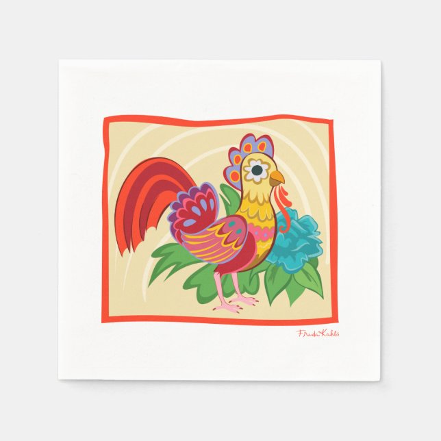 Frida Kahlo Chicken Graphic Napkin (Front)