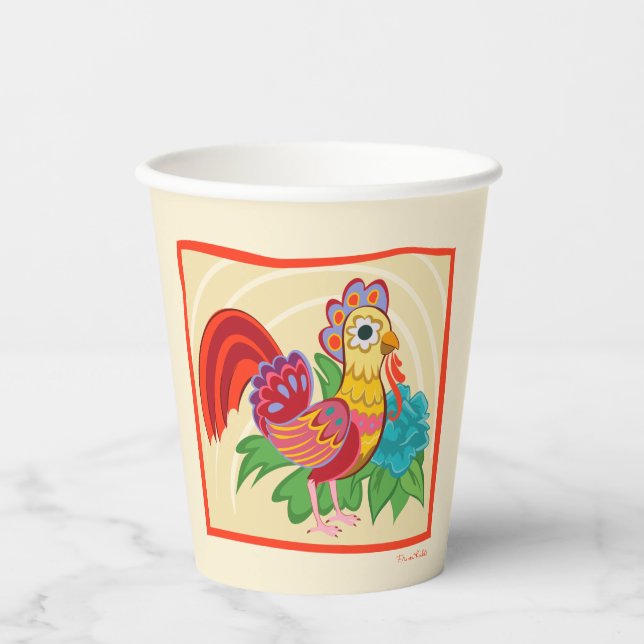 Frida Kahlo Chicken Graphic Paper Cups (Front)