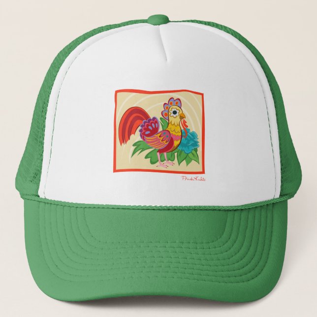 Frida Kahlo Chicken Graphic Trucker Hat (Front)