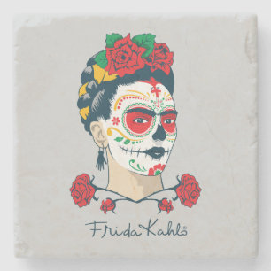 Frida Kahlo   El Día de los Muertos Stone Coaster
