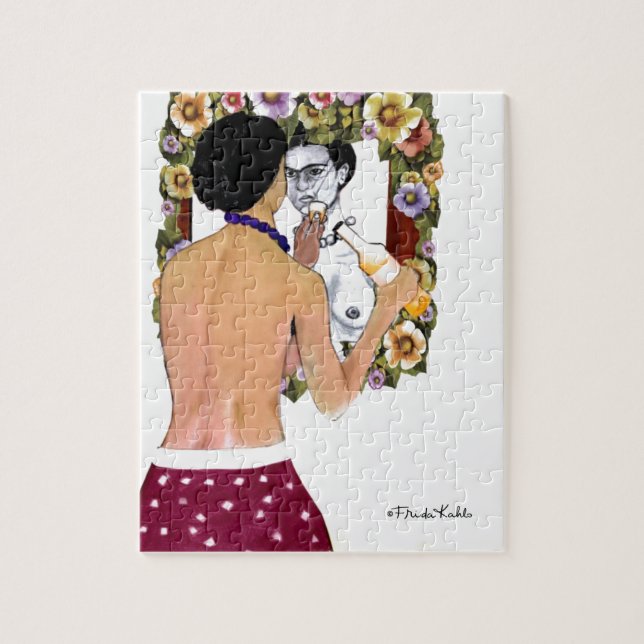 Frida Kahlo en el Espejo Portrait Jigsaw Puzzle (Vertical)