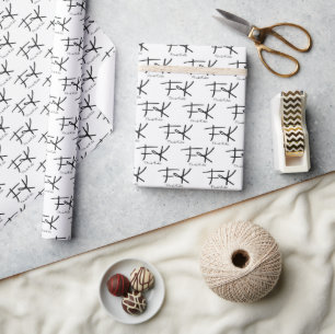 Frida Kahlo "FK" Monogram Signature Pattern Wrapping Paper