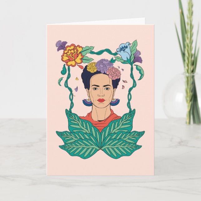 Frida Kahlo Floral Frame Graphic Card (Front)