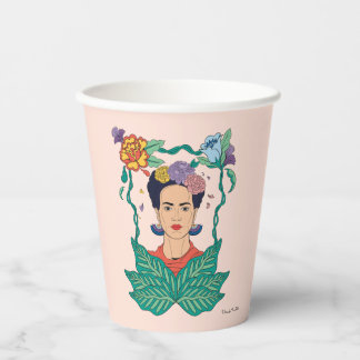 Frida Kahlo Floral Frame Graphic Paper Cups
