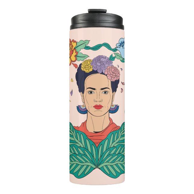 Frida Kahlo Floral Frame Graphic Thermal Tumbler (Front)