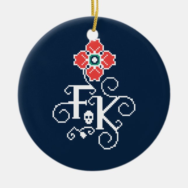 Frida Kahlo | Floral Tribute Ceramic Tree Decoration (Front)