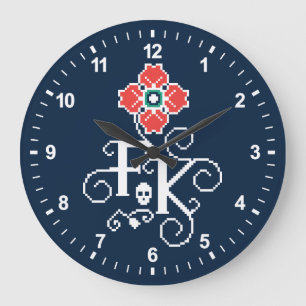 Frida Kahlo Floral Tribute Large Clock