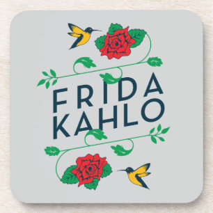 Frida Kahlo   Floral Typography Coaster